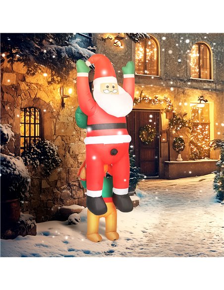 Outsunny 7FT Hanging Christmas Inflatable Santa with Dog, Christmas Blow Up Decoration with Built-in LED Lights for Garden, Indo - pic 201111 | FastDaddyshop