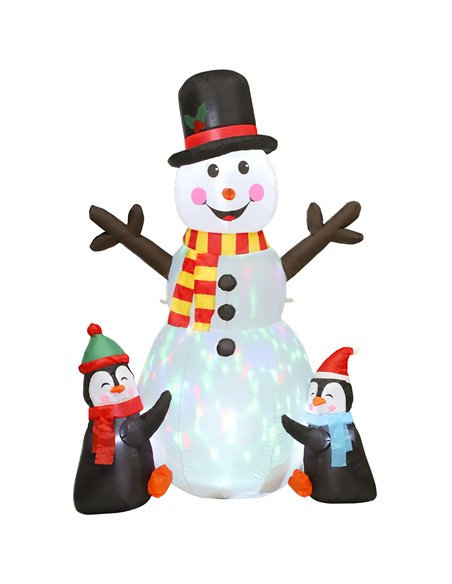 Outsunny 6FT Christmas Inflatables Snowman & Penguins with Built-in LED Lights and Flashing Projector Light, Blow Up Christmas I - pic 201113 | FastDaddyshop