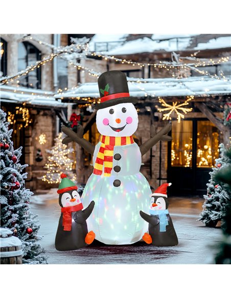 Outsunny 6FT Christmas Inflatables Snowman & Penguins with Built-in LED Lights and Flashing Projector Light, Blow Up Christmas I - pic 201114 | FastDaddyshop