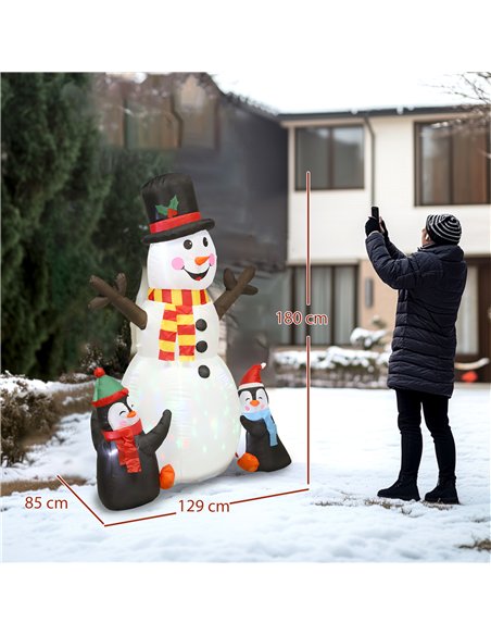 Outsunny 6FT Christmas Inflatables Snowman & Penguins with Built-in LED Lights and Flashing Projector Light, Blow Up Christmas I - pic 201115 | FastDaddyshop