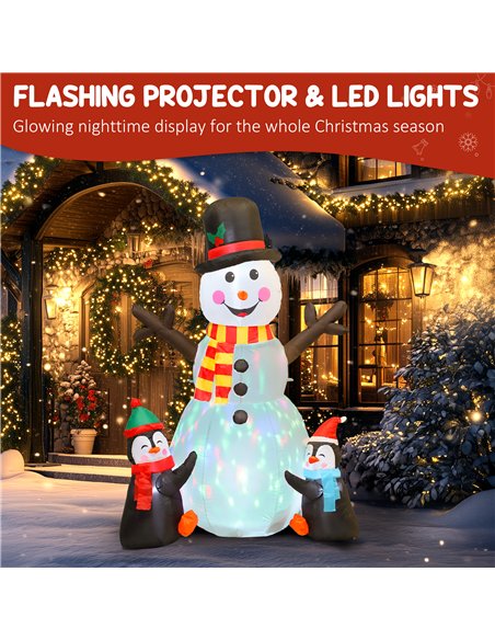 Outsunny 6FT Christmas Inflatables Snowman & Penguins with Built-in LED Lights and Flashing Projector Light, Blow Up Christmas I - pic 201116 | FastDaddyshop