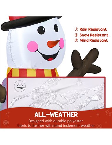 Outsunny 6FT Christmas Inflatables Snowman & Penguins with Built-in LED Lights and Flashing Projector Light, Blow Up Christmas I