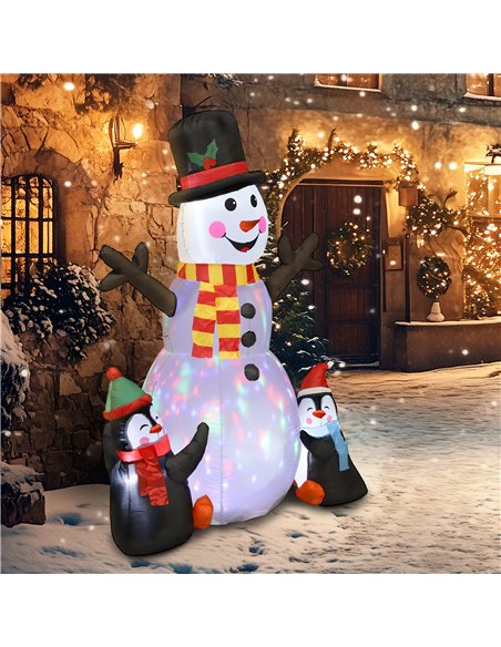Outsunny 6FT Christmas Inflatables Snowman & Penguins with Built-in LED Lights and Flashing Projector Light, Blow Up Christmas I - pic 201120 | FastDaddyshop