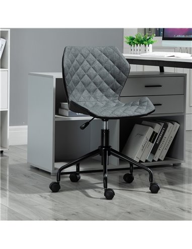 HOMCOM Home Office Swivel Computer Desk Chair With Nylon Wheels, Linen Grey