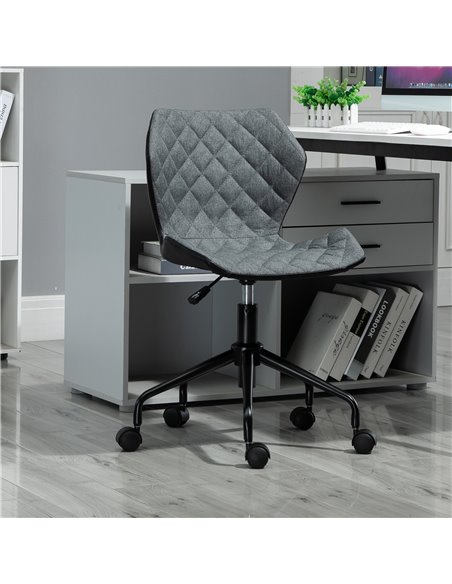 HOMCOM Home Office Swivel Computer Desk Chair With Nylon Wheels, Linen Grey - pic 20115 | FastDaddyshop