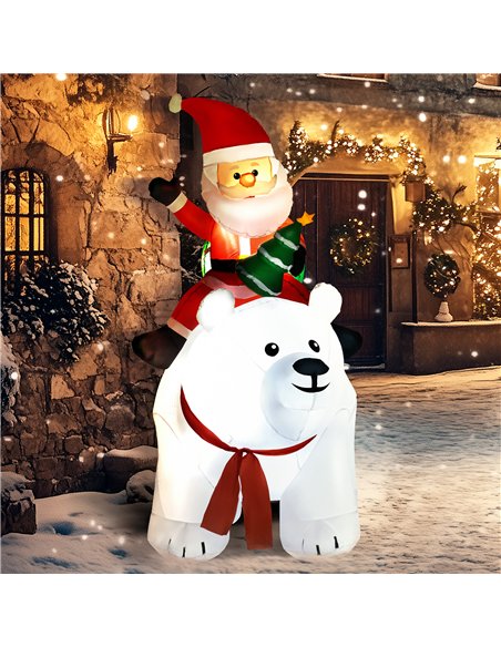 Outsunny 6.6ft Inflatable Santa Riding Polar Bear Decoration - pic 201150 | FastDaddyshop