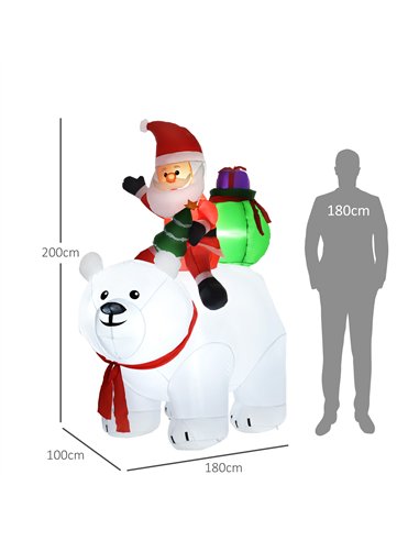 Outsunny 6.6ft Inflatable Santa Riding Polar Bear Decoration