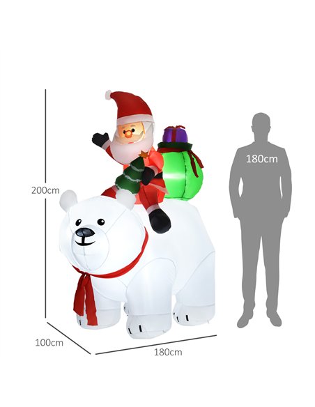 Outsunny 6.6ft Inflatable Santa Riding Polar Bear Decoration - pic 201151 | FastDaddyshop