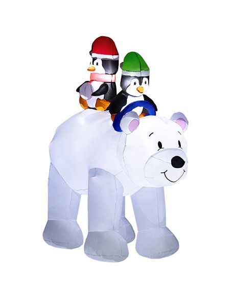 Outsunny 6.4ft Inflatable Polar Bear and Penguin Christmas Inflatable - pic 201158 | FastDaddyshop