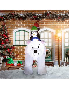 Outsunny 6.4ft Inflatable Polar Bear and Penguin Christmas Inflatable 2
