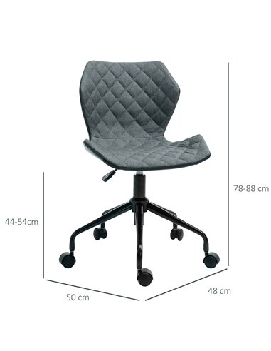 HOMCOM Home Office Swivel Computer Desk Chair With Nylon Wheels, Linen Grey