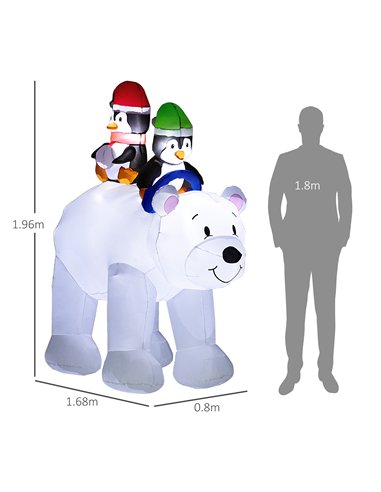Outsunny 6.4ft Inflatable Polar Bear and Penguin Christmas Inflatable