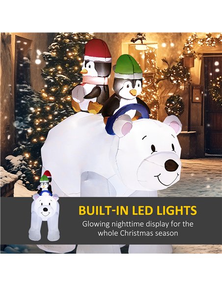 Outsunny 6.4ft Inflatable Polar Bear and Penguin Christmas Inflatable - pic 201161 | FastDaddyshop