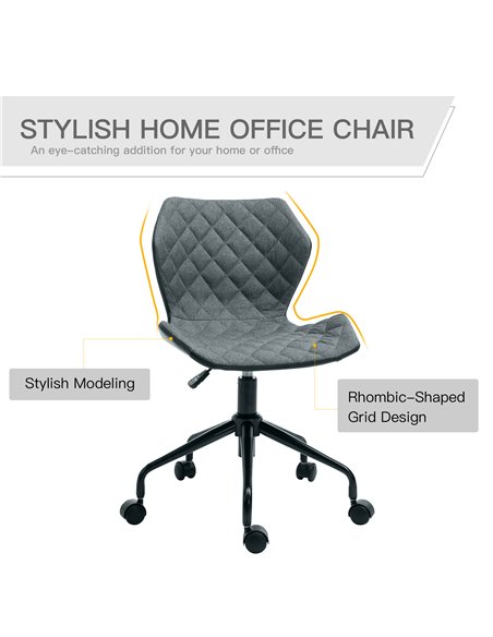 HOMCOM Home Office Swivel Computer Desk Chair With Nylon Wheels, Linen Grey - pic 20117 | FastDaddyshop