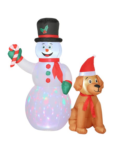 Outsunny 6FT Christmas Inflatables Snowman & Dog with Built-in LED Lights and Flashing Light, Blow Up Christmas Inflatable Decor - pic 201176 | FastDaddyshop