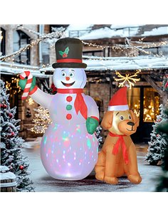 Outsunny 6FT Christmas Inflatables Snowman & Dog with Built-in LED Lights and Flashing Light, Blow Up Christmas Inflatable Decor 2