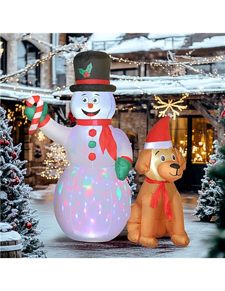 Outsunny 6FT Christmas Inflatables Snowman & Dog with Built-in LED Lights and Flashing Light, Blow Up Christmas Inflatable Decor - pic 201177 | FastDaddyshop