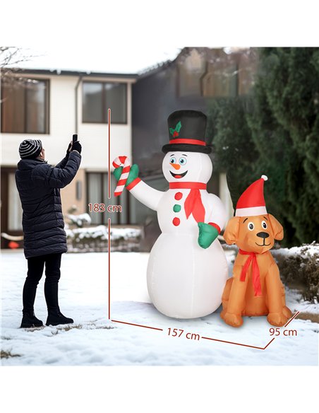 Outsunny 6FT Christmas Inflatables Snowman & Dog with Built-in LED Lights and Flashing Light, Blow Up Christmas Inflatable Decor - pic 201178 | FastDaddyshop