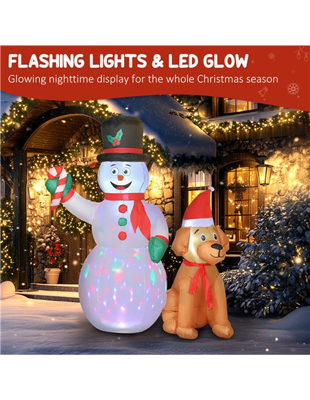 Outsunny 6FT Christmas Inflatables Snowman & Dog with Built-in LED Lights and Flashing Light, Blow Up Christmas Inflatable Decor - pic 201179 | FastDaddyshop