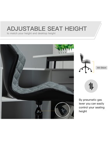 HOMCOM Home Office Swivel Computer Desk Chair With Nylon Wheels Adjustable Height Linen Grey