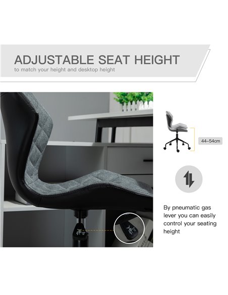 HOMCOM Home Office Swivel Computer Desk Chair With Nylon Wheels Adjustable Height Linen Grey - pic 20118 | FastDaddyshop