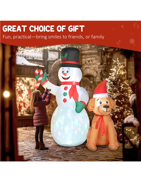 Outsunny 6FT Christmas Inflatables Snowman & Dog with Built-in LED Lights and Flashing Light, Blow Up Christmas Inflatable Decor - pic 201182 | FastDaddyshop