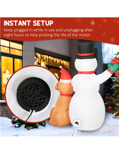Outsunny 6FT Christmas Inflatables Snowman & Dog with Built-in LED Lights and Flashing Light, Blow Up Christmas Inflatable Decor