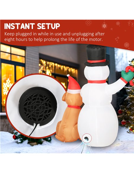 Outsunny 6FT Christmas Inflatables Snowman & Dog with Built-in LED Lights and Flashing Light, Blow Up Christmas Inflatable Decor - pic 201183 | FastDaddyshop
