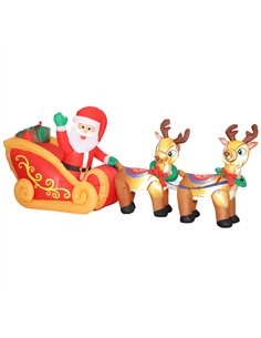 Outsunny 7.9ft Christmas Inflatable Santa on Sleigh with Two Reindeer, Outdoor Christmas Blow Up Decoration with Built-in LED Li