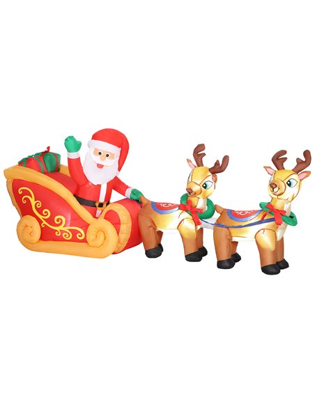 Outsunny 7.9ft Christmas Inflatable Santa on Sleigh with Two Reindeer, Outdoor Christmas Blow Up Decoration with Built-in LED Li - pic 201185 | FastDaddyshop