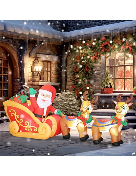 Outsunny 7.9ft Christmas Inflatable Santa on Sleigh with Two Reindeer, Outdoor Christmas Blow Up Decoration with Built-in LED Li - pic 201186 | FastDaddyshop