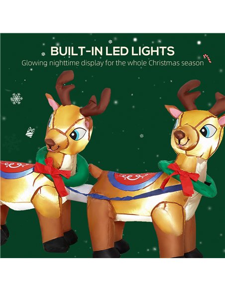 Outsunny 7.9ft Christmas Inflatable Santa on Sleigh with Two Reindeer, Outdoor Christmas Blow Up Decoration with Built-in LED Li - pic 201188 | FastDaddyshop