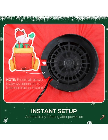 Outsunny 7.9ft Christmas Inflatable Santa on Sleigh with Two Reindeer, Outdoor Christmas Blow Up Decoration with Built-in LED Li