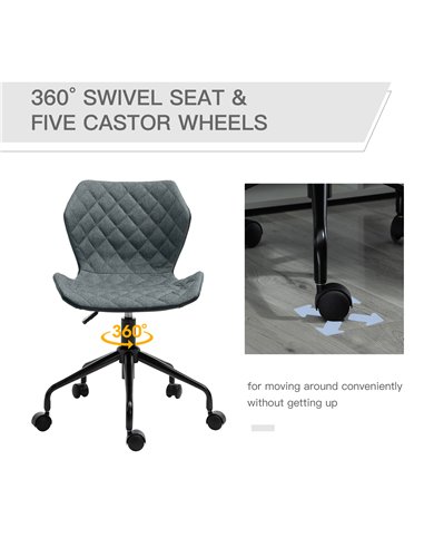HOMCOM Home Office Swivel Computer Desk Chair With Nylon Wheels Adjustable Height Linen Grey