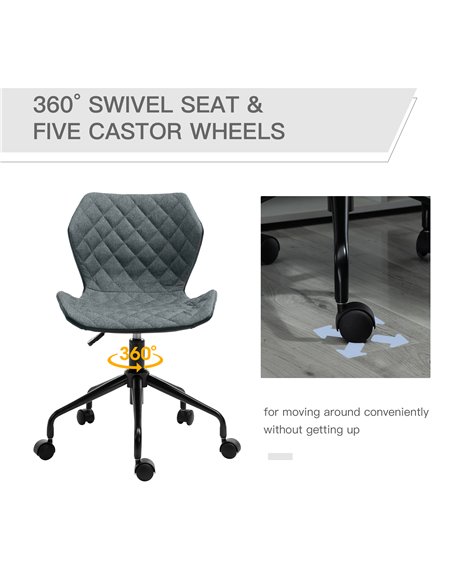 HOMCOM Home Office Swivel Computer Desk Chair With Nylon Wheels Adjustable Height Linen Grey - pic 20119 | FastDaddyshop