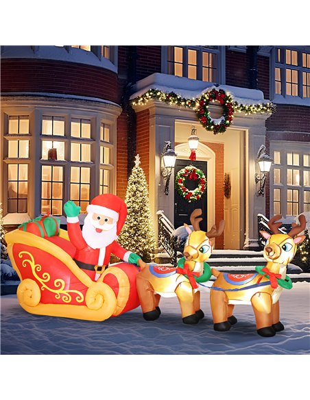 Outsunny 7.9ft Christmas Inflatable Santa on Sleigh with Two Reindeer, Outdoor Christmas Blow Up Decoration with Built-in LED Li - pic 201192 | FastDaddyshop