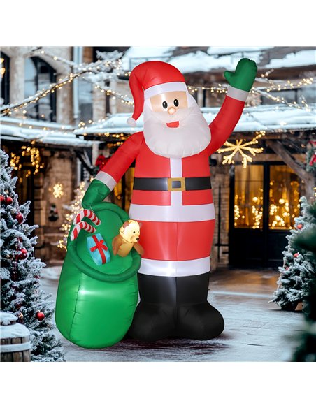 Outsunny 9ft/275 cm Christmas Inflatable Santa with Bear Sack, Giant Christmas Blow Up Decoration with Built-in LED Lights for G - pic 201195 | FastDaddyshop