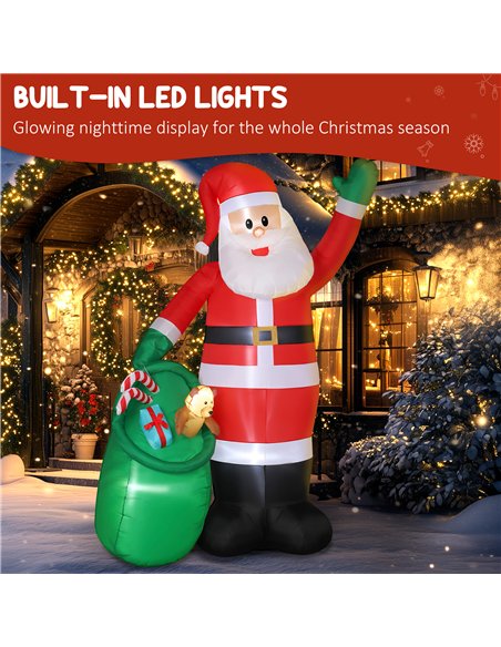 Outsunny 9ft/275 cm Christmas Inflatable Santa with Bear Sack, Giant Christmas Blow Up Decoration with Built-in LED Lights for G - pic 201197 | FastDaddyshop