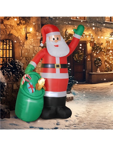Outsunny 9ft/275 cm Christmas Inflatable Santa with Bear Sack, Giant Christmas Blow Up Decoration with Built-in LED Lights for G - pic 201200 | FastDaddyshop