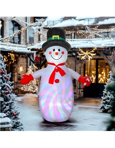 Outsunny 8FT Christmas Inflatable Outdoor Decoration with Dynamic Disco & LED Lights, Self-Inflating Christmas Blow Up Snowman f 2