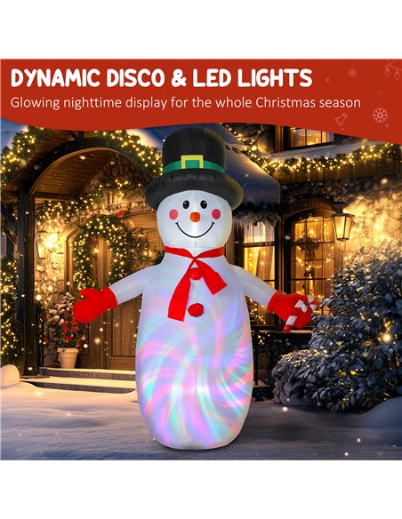 Outsunny 8FT Christmas Inflatable Outdoor Decoration with Dynamic Disco & LED Lights, Self-Inflating Christmas Blow Up Snowman f - pic 201224 | FastDaddyshop