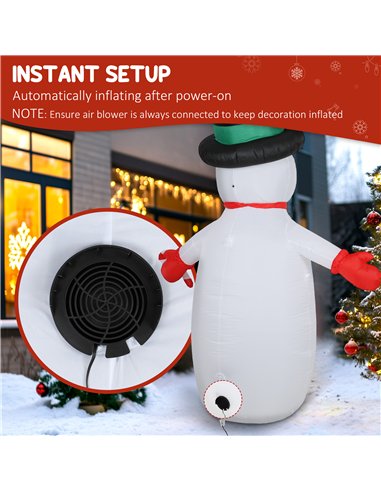 Outsunny 8FT Christmas Inflatable Outdoor Decoration with Dynamic Disco & LED Lights, Self-Inflating Christmas Blow Up Snowman f