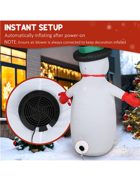 Outsunny 8FT Christmas Inflatable Outdoor Decoration with Dynamic Disco & LED Lights, Self-Inflating Christmas Blow Up Snowman f - pic 201225 | FastDaddyshop