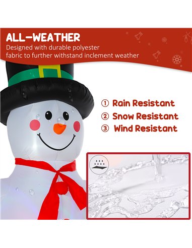 Outsunny 8FT Christmas Inflatable Outdoor Decoration with Dynamic Disco & LED Lights, Self-Inflating Christmas Blow Up Snowman f