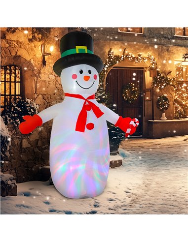 Outsunny 8FT Christmas Inflatable Outdoor Decoration with Dynamic Disco & LED Lights, Self-Inflating Christmas Blow Up Snowman f
