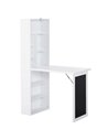 HOMCOM Wall Mount Fold-out Convertible Writing Desk with Blackboard, Side Shelf, White