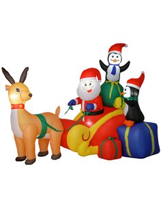 Outsunny 6ft Inflatable Santa Sleigh Decoration, with Accessories