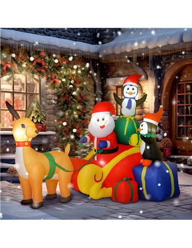 Outsunny 6ft Inflatable Santa Sleigh Decoration, with Accessories