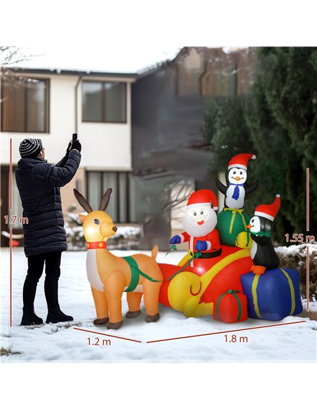 Outsunny 6ft Inflatable Santa Sleigh Decoration, with Accessories - pic 201232 | FastDaddyshop