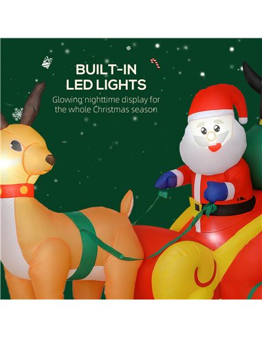 Outsunny 6ft Inflatable Santa Sleigh Decoration, with Accessories